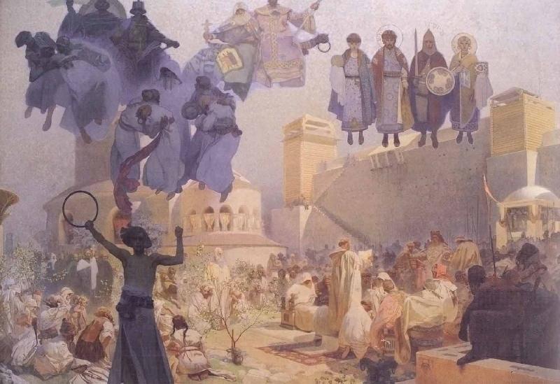 Alfons Mucha Slavs in their Original Homeland: Between the Turanian Whip and the sword of the Goths China oil painting art